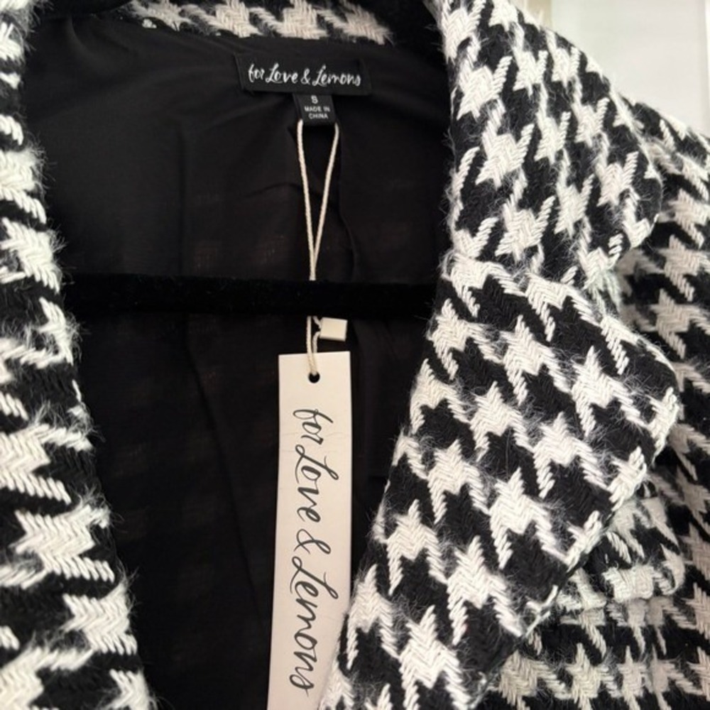 For Love and Lemons Houndstooth cropped blazer size small NWT‎ Black and White - Picture 3 of 4